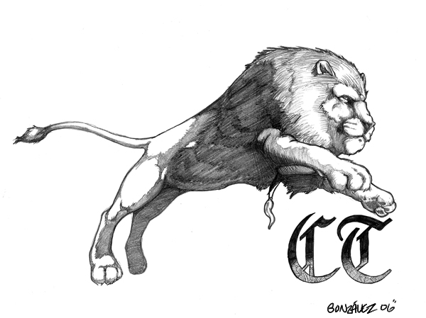 Jumping Lion Tattoo Design by donchewliano