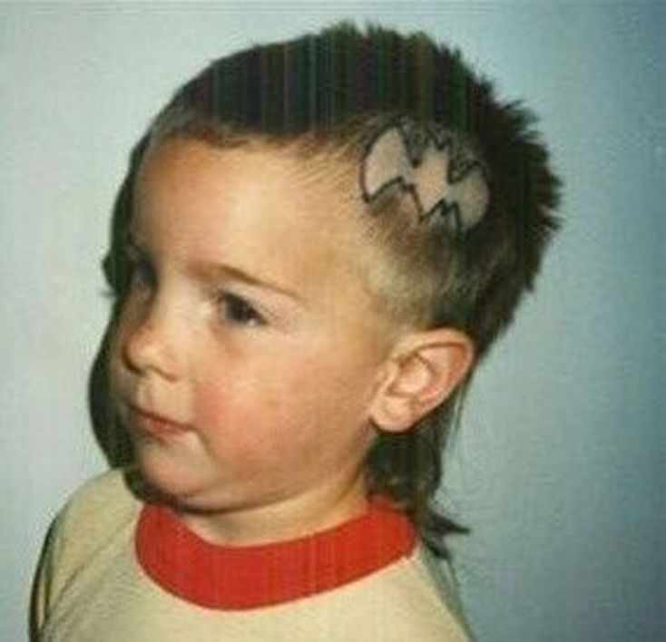 Kid With Batman Mullet Funny Picture