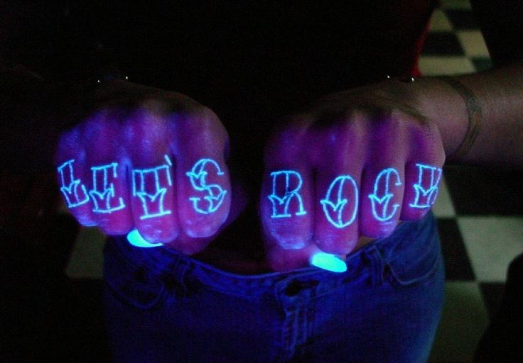 Lets Rock White Ink Finger Tattoos