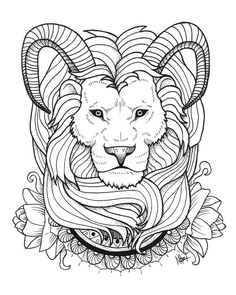 Lion with horns tattoo design by MaryMaryLP