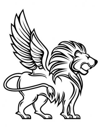 Lion with wings tattoo design