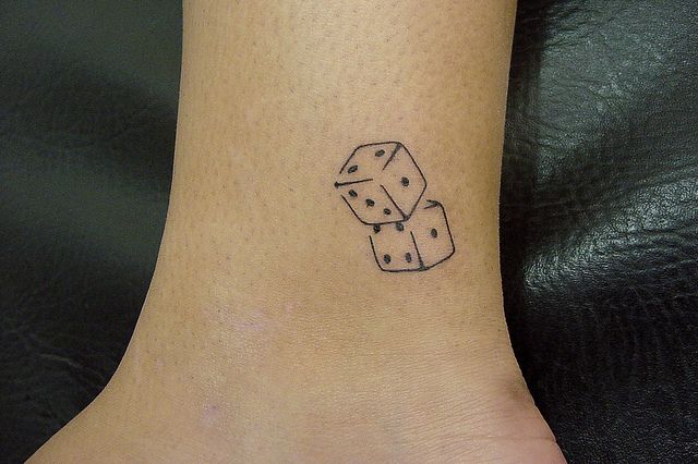 Little Two Dice Tattoo Design For Leg By Sabrina Ricci