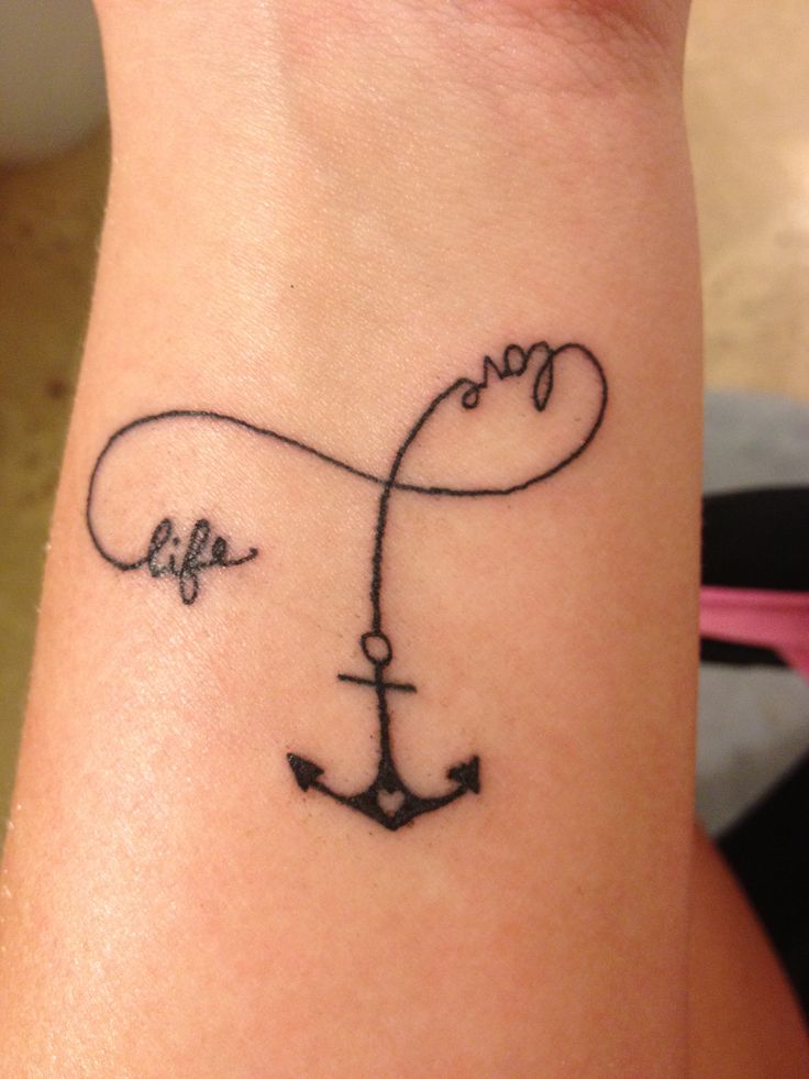 Love Life Anchor Tattoo On Left Forearm