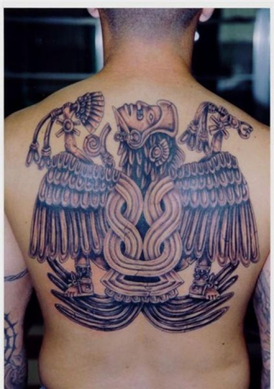 Man Back Body Aztec Tattoo