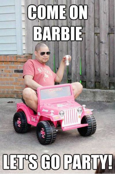 Man On Mini Jeep Let's Go Party Funny Meme Picture