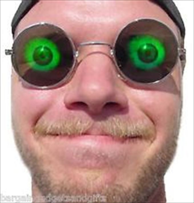 Man With Green Eye Hologram Sunglasses Funny Picture