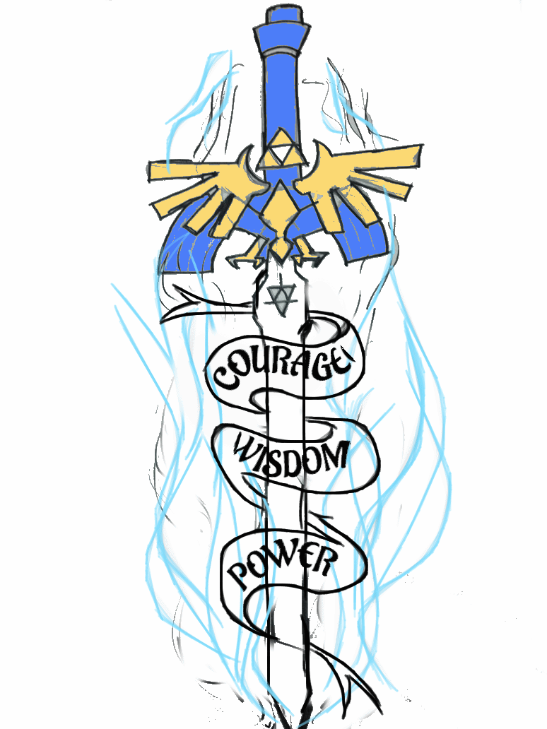 Master Sword With Banner Tattoo Design By Aly246