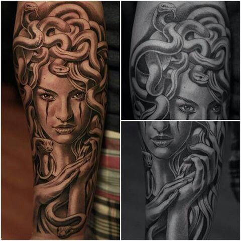 Medusa Face Tattoo Design For Girls