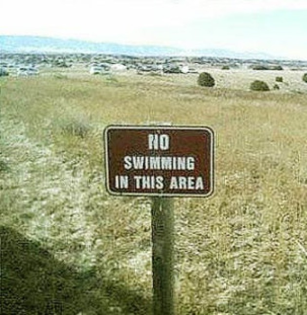 No Swimming In This Area Funny Sign Board