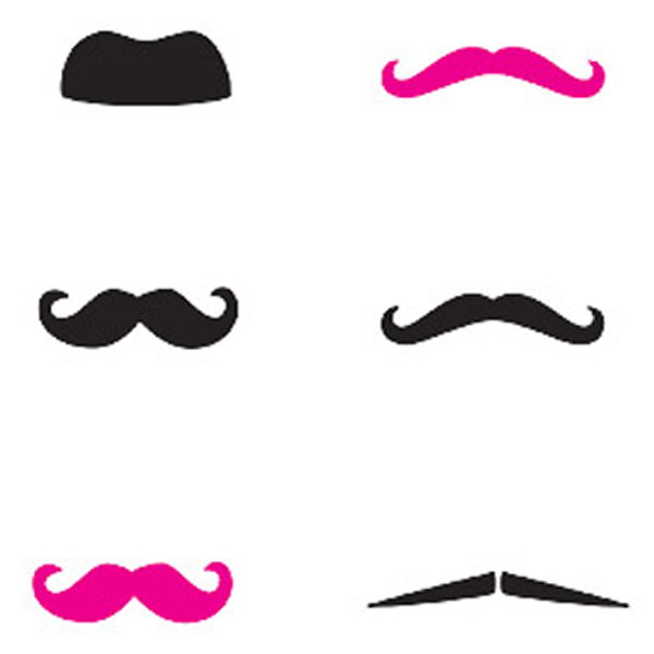 Pink And Black Mustache Tattoo Flash