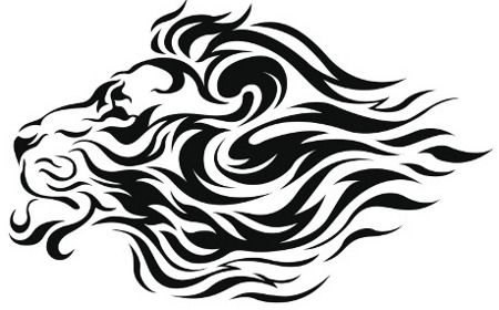 Roaring tribal lion head tattoo design