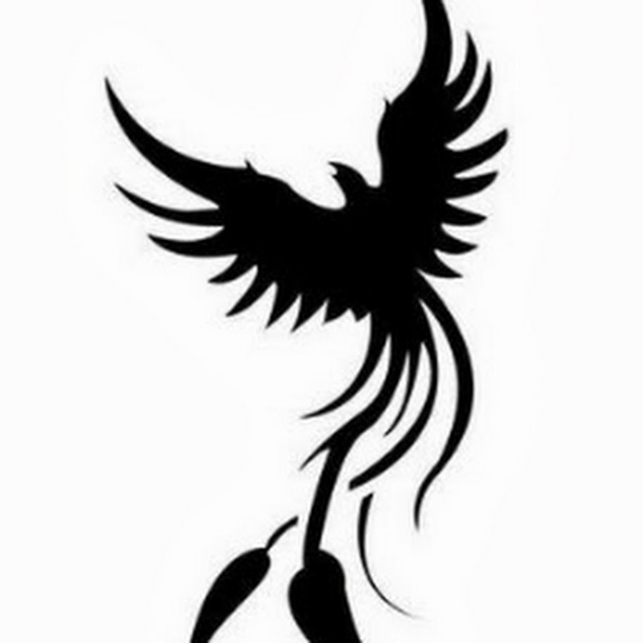 Silhouette Flying Phoenix Tattoo Stencil