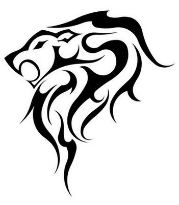 Simple tribal lion head tattoo design
