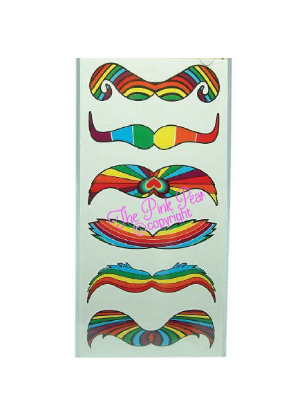Six Colorful Mustache Tattoo Design