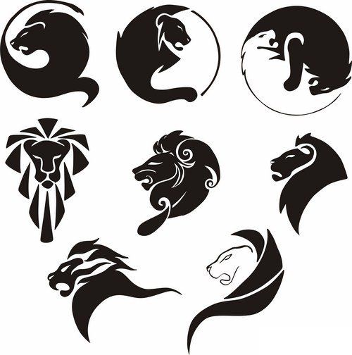 Stylized black lions Tattoo Designs