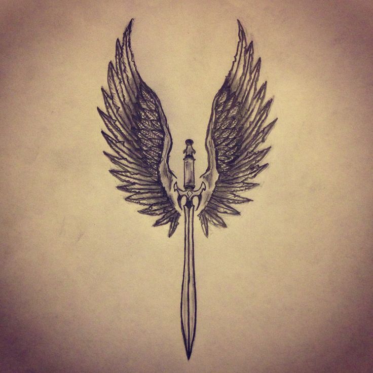 Sword With Angel Wings Tattoo Design By Ranz