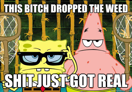 This Bitch Dropped The Weed Funny Spongebob And Patrick