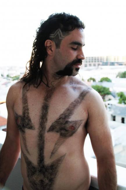Thunderbolt Design On Chest Funny Mullet Picture