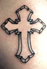 Tiny cross outline tattoo