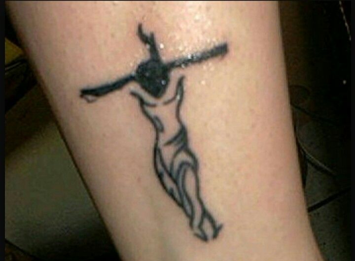 Tribal Jesus crucifixion Tattoo on arm