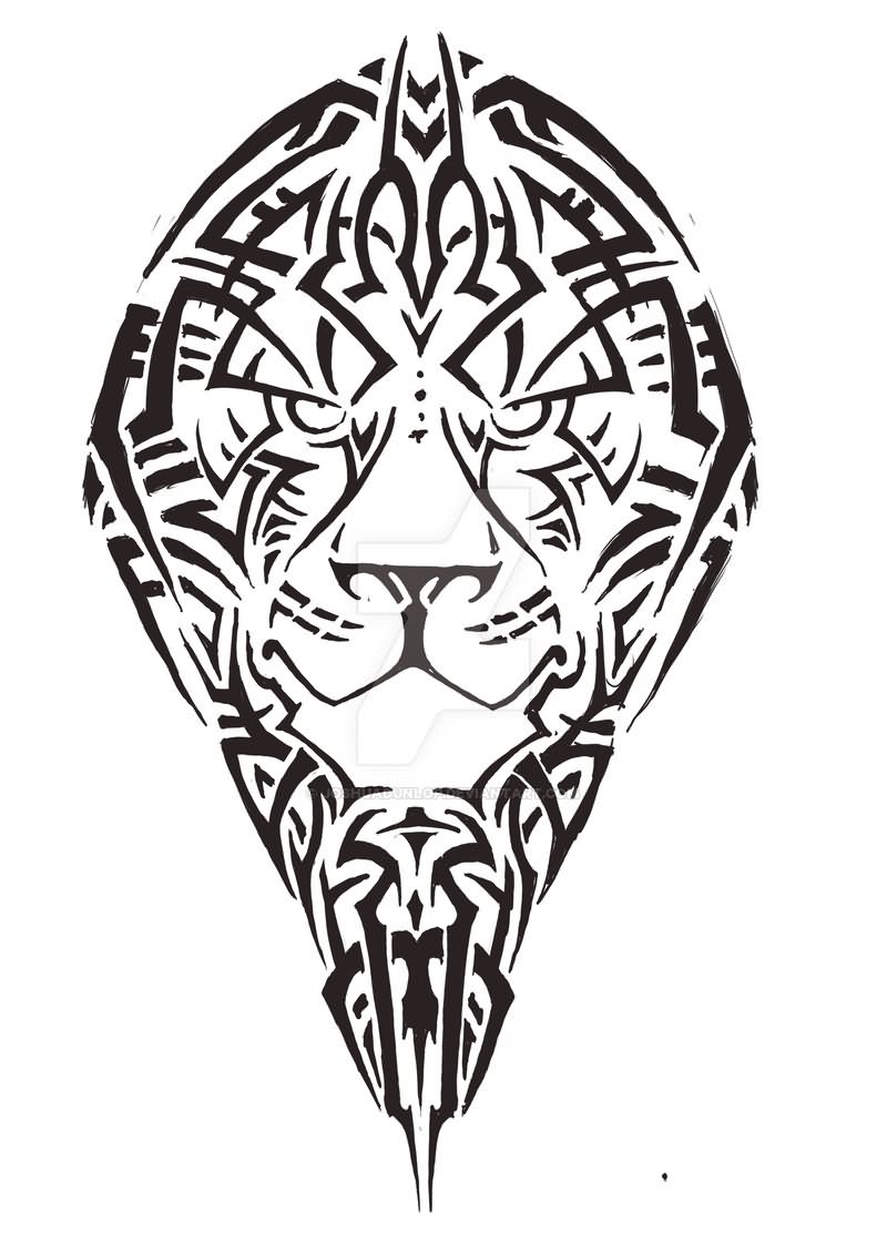 Tribal Lion Face Tattoo by JoshuaDunlop