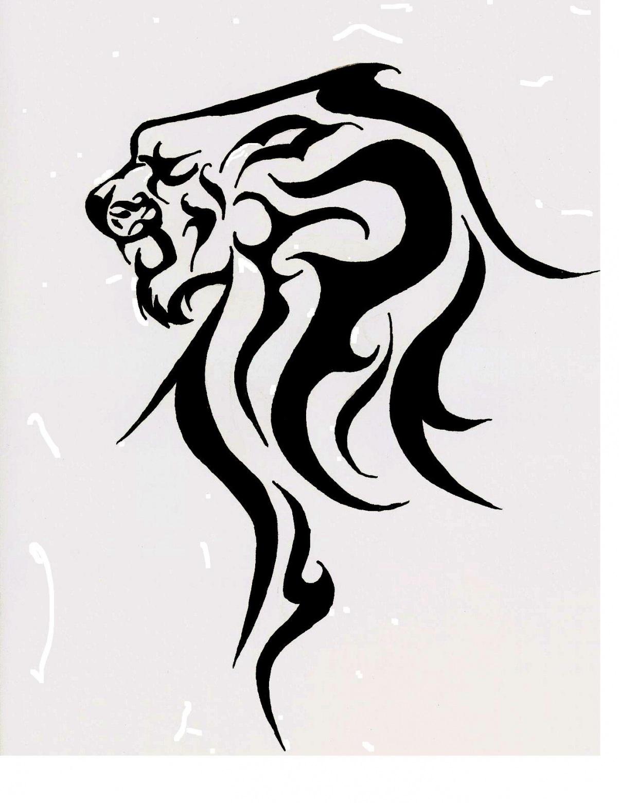 Tribal Lion Head Tattoo Sketch by Macauleyh