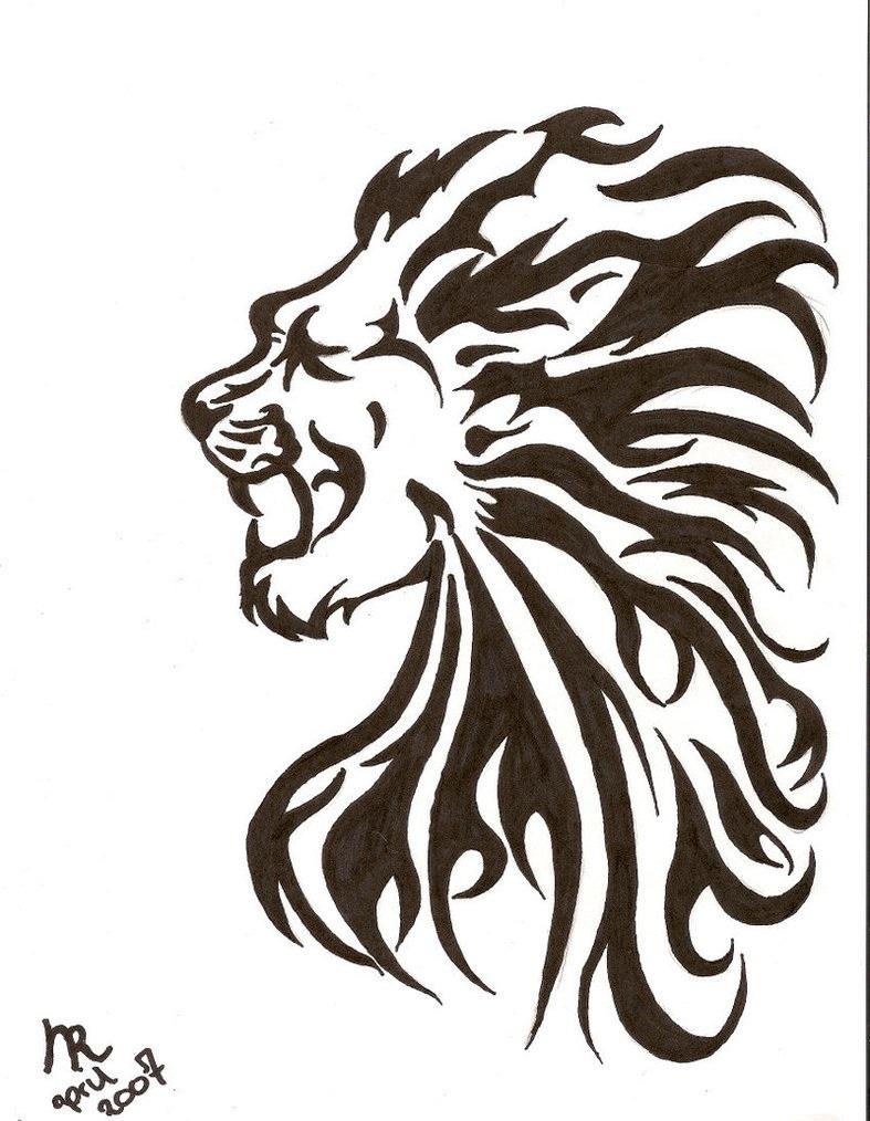 Tribal Lion Tattoo Sketch by NiehnaRosa