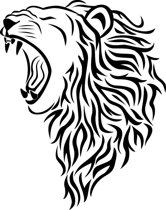 Tribal Roaring Lion Face Tattoo Design