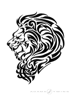 Tribal lion tattoo design by Adams-Twins
