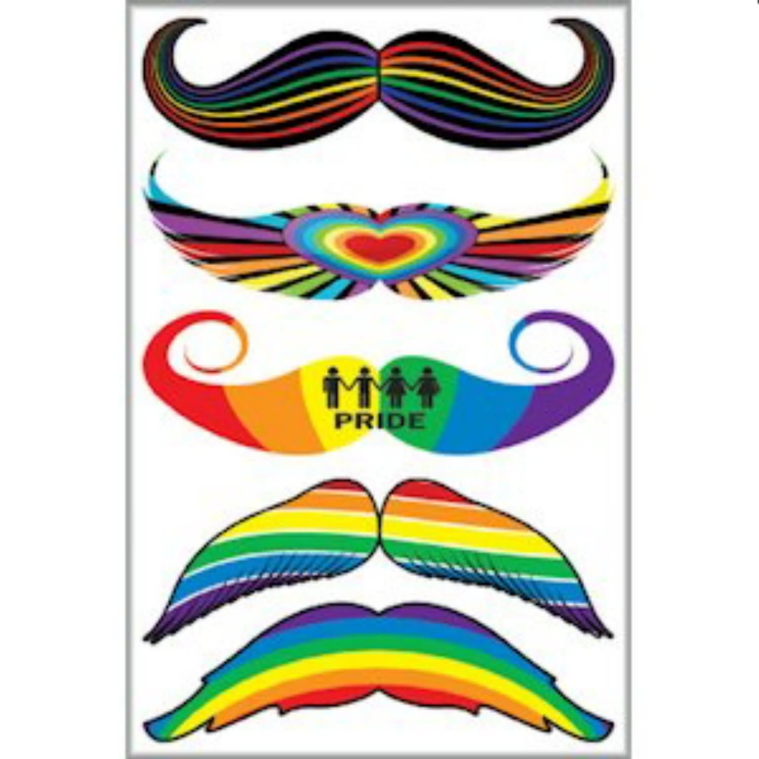 Unique Colorful Mustache Tattoo Design