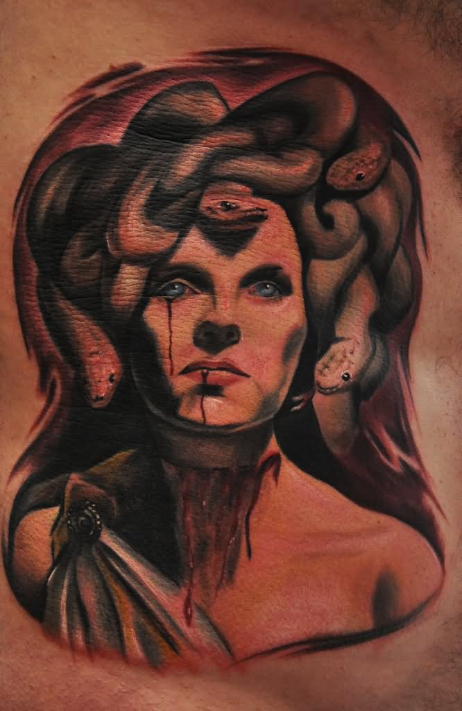 Vampire Medusa Face Tattoo Idea