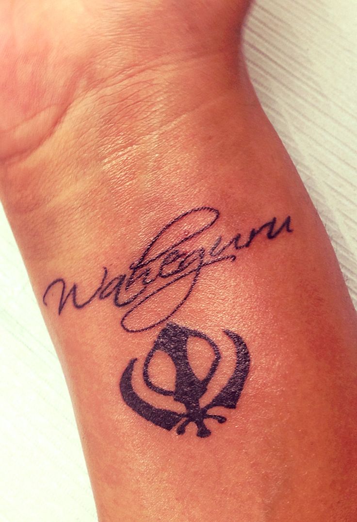 Waheguru - Black Sikhism Khanda Tattoo On Wrist