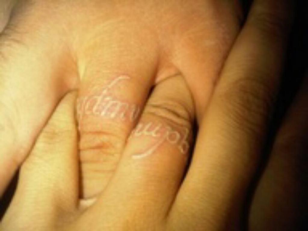 Wedding Ring White Ink Finger Tattoo