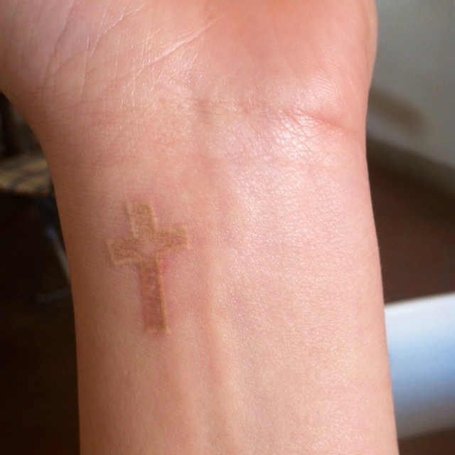 White Ink Cross Tattoo Image