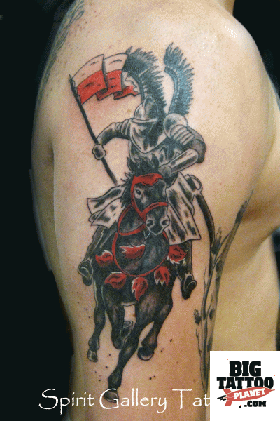 Achilles Warrior On Horse Tattoo On Man Right Half Sleeve