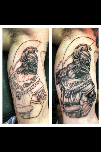 Achilles Warrior Tattoo Design For Bicep
