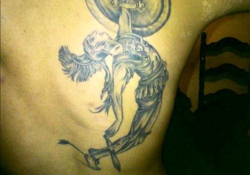 Amazing Achilles Warrior Tattoo Design For Back Shoulder