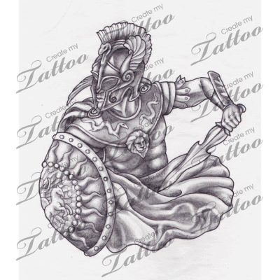 Amazing Achilles Warrior Tattoo Design