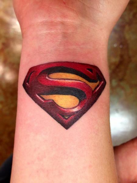 Amazing Superman Logo Tattoo On Wrist