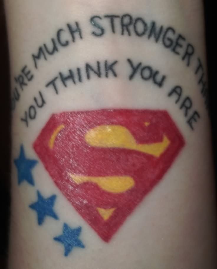 Amazing Superman Logo With Three Star Tattoo Design
