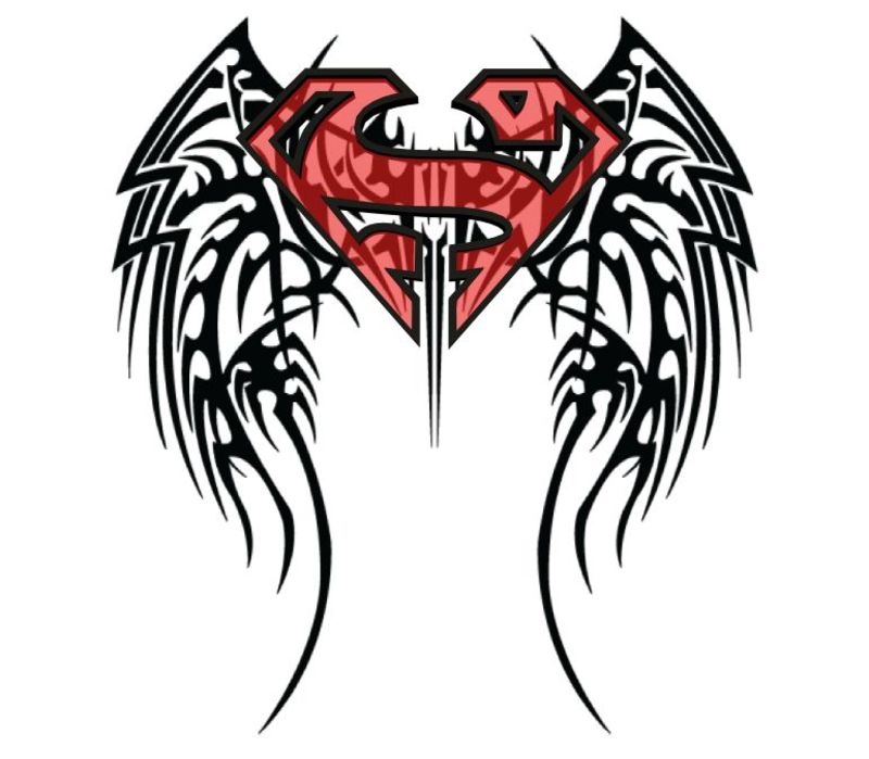 Amazing Superman Logo With Wings Tattoo Design