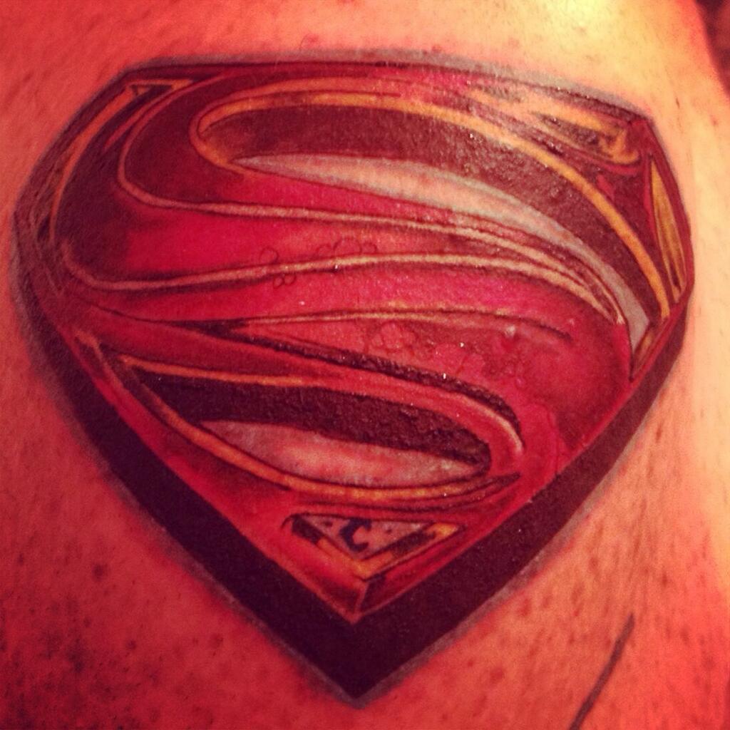 Awesome 3D Superman Logo Tattoo Design