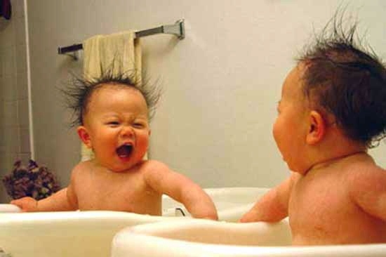 Baby Crying To Seeing Himself In The Mirror Funny Image