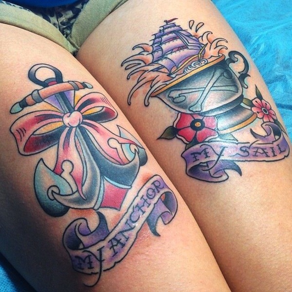 Banners With Anchor Tattoos On Thigh