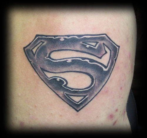 Black And Grey Superman Logo Tattoo Design
