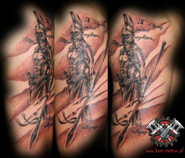 Black Ink Achilles Tattoo Design By Bart Płock
