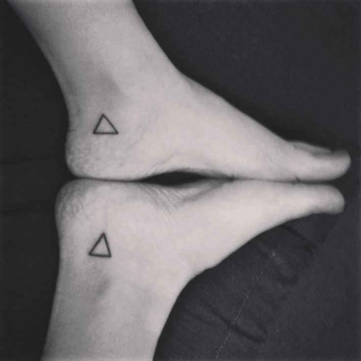 Black Outline Triangle Tattoo On Achilles
