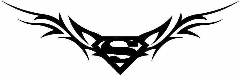 Black Tribal Superman Logo Tattoo Stencil