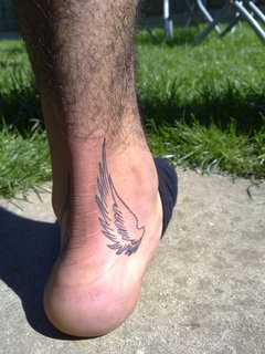 Black Wing Tattoo On Achilles