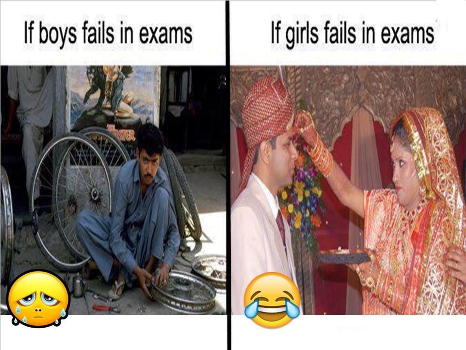 Boys And Girls Fails In Exam Funny Image